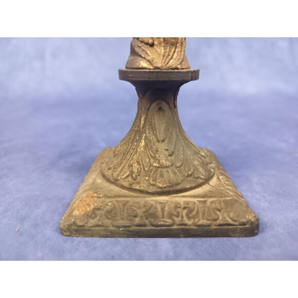 Brass Cherub Candle Holder Hollywood Regency MCM Amber Glass - Picture 5 of 11